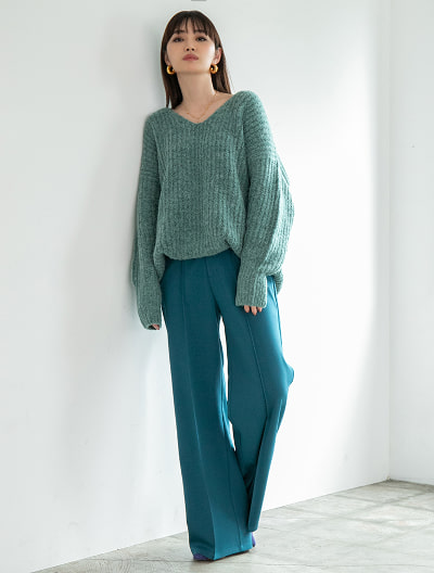 【柳橋唯コラボ】ハイウエストセンターシームストレートパンツ