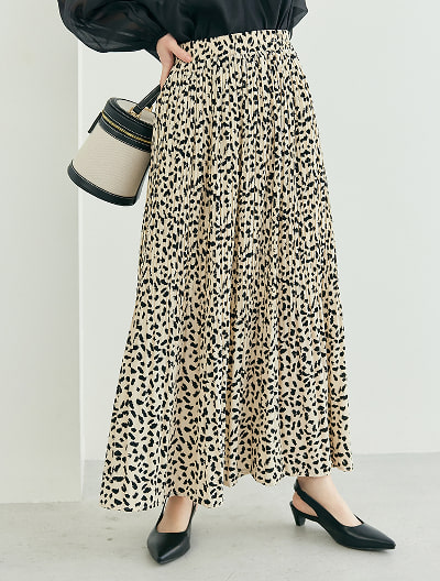 レオパードプリーツスカート