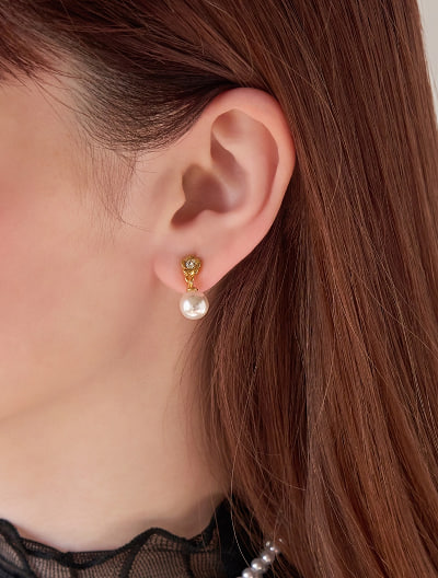 ブルームフラワーパールイヤリング