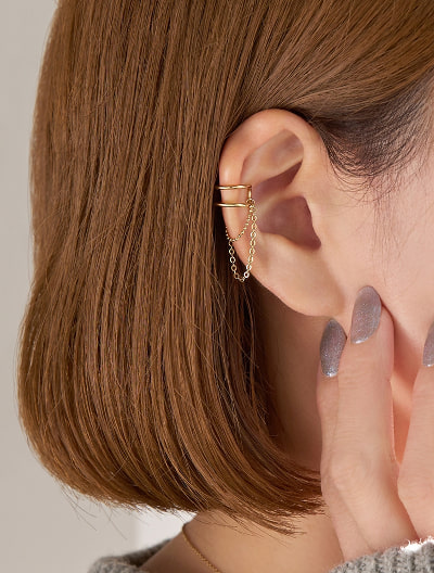 2ラインゴールドドレープイヤーカフ