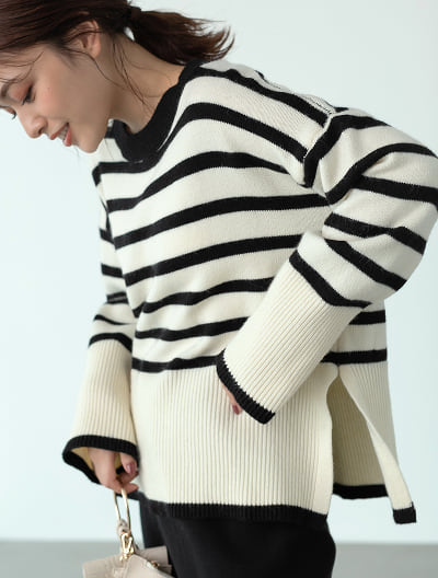 【スタッフレコメンド】サイドスリットボーダーニット